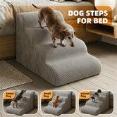 Dog Steps for High Bed Sofa Couch 4 Tier 30D Foam Pet Stairs Ramp Small Medium Dogs Cats Indoor Non Slip Washable Corduroy Cover Portable 40cm Tall