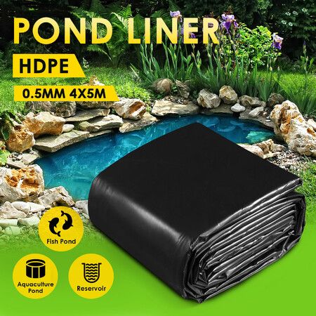 HDPE 4x5M Pond Liner Fish Waterfall Garden Fountain Heavy Duty Waterproof Skin Pad 0.5mm Outdoor Stream Pool Basin Cover Membrane Koi Pools Landscape