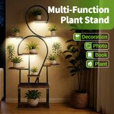 9 Tier Plant Stand Full Spectrum LED Grow Lights Auto Timer Adjustable Brightness Indoor Metal Flower Pot Storage Display Holder Shelf Rack 164cm Tall