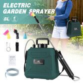 8L Electric Weed Sprayer Battery Powered with 4 Mist Nozzles Retractable Wand Rechargeable Garden Lawn Farm Control Disinfection Spray Car Cleaning
