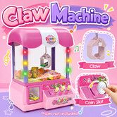 Kids Arcade Claw Machine Candy Grabber Toy Coin Operated Prize Dispenser with Music Flashing Lights Mini Electronic Game for Children Birthday Gift