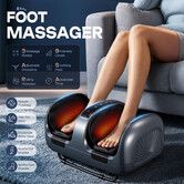 Heated Electric Foot Massager Air Compression Shiatsu Kneading Rolling Deep Tissue Massaging Machine for Calves Arms Ankles Home Office Relaxation