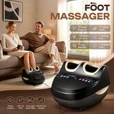Electric Foot Calf Massager Heated Air Compression Shiatsu Roller Deep Tissue Massaging Machine Digital Touch Screen Timer Auto Shut Off Washable Cover