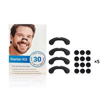 Magnetic Nasal Strips Starter Kit Reusable Band 30 Tabs for Sports Sleep Snoring Breathing 4 Sizes replacement adhesive tabs