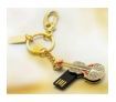 16G Shiny Crystal Diamond Guitar USB Flash Drive Gold