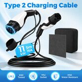 Type 2 to Type 2 EV Charging Cable 5m 11kW 16A 3 Phase Electric Vehicle Charger Lead AC Power for Tesla BYD Atto 3 MG Polestar Cupra Kia Carry Bag