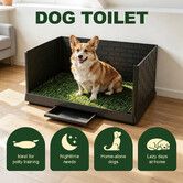 Dog Potty Training Tray Artificial Grass Mat Turf Puppy Toilet Indoor Outdoor Portable Pet Loo Pee Pad Baffle Splash Guard Drainage Drawer 75x50cm