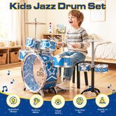 Jazz Drum Play Set Kids Toddler Musical Toy Stool Drumsticks Plastic Percussion Instrument Preschool Learning Junior Beginner Educational Gift Playset