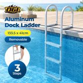 Swimming Pool Ladder 3 Step Stairs Double Handrail Aluminium 227kg Removable Pontoon Boat Boarding Anti Slip Steps Railing Inground Pools 1335x410mm