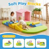 Kids Sofa Play Set Modular Couch Soft Foam Building Blocks 10 Pcs Toddler Childrens Comfy Climbing Indoor Activity Centre Playset with Washable Cover