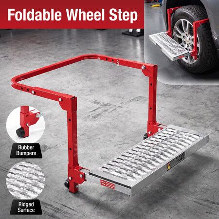 Truck Tyre Step Service Wheel Ladder Adjustable Fits Up to 36cm Wide Tire Heavy Duty Non Slip SUV 4WD Ute Roof Rack Access Platform 130KG Foldable
