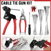 156PCS Cable Tie Tool Gun Kit 150PCS 90KG Stainless Steel Metal Zip Ties Cutter Tightener Release Shears for Fence Exhaust Pipe Chicken Coop Cables
