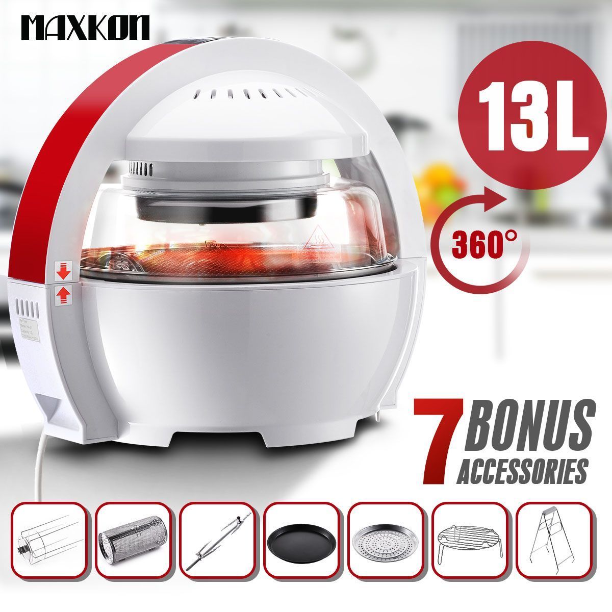 Maxkon UFO Designed Multi-Purpose Healthy Air Fryer Oven Cooker