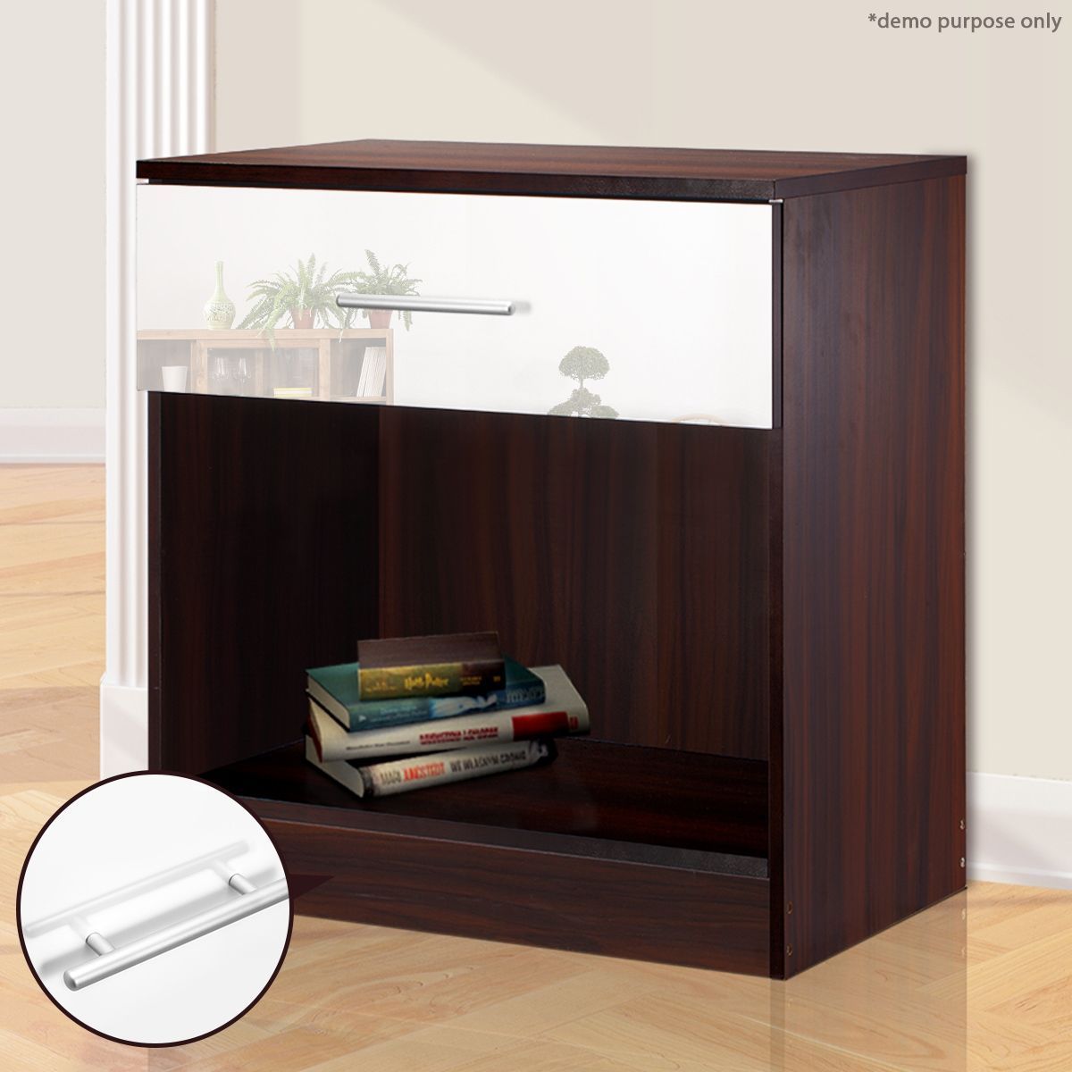 Single Drawer Bedside Table Cubby Night Stand