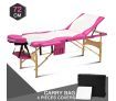 White and Pink 3 Fold Wooden Massage and Beauty Therapy Bed