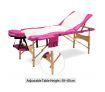 White and Pink 3 Fold Wooden Massage and Beauty Therapy Bed