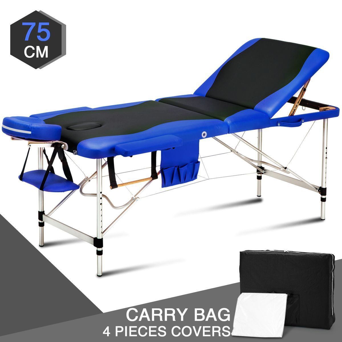 75 CM Black and Blue Aluminum Massage AND Therapy Bed