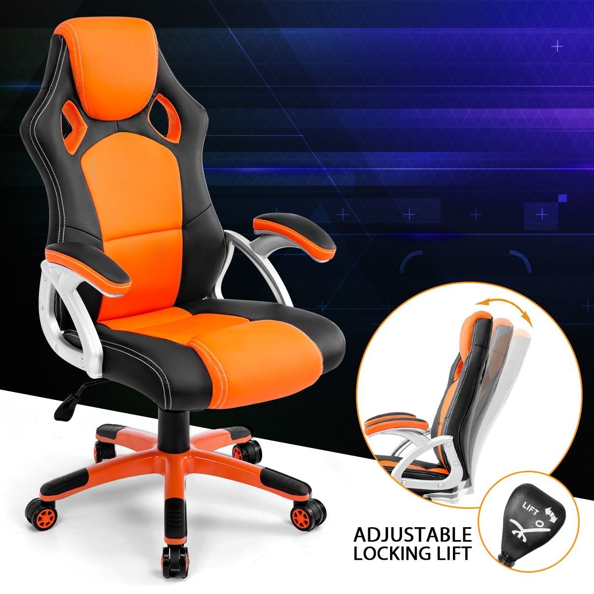 Racing Office Computer Home Gaming Chair-Orange/Black