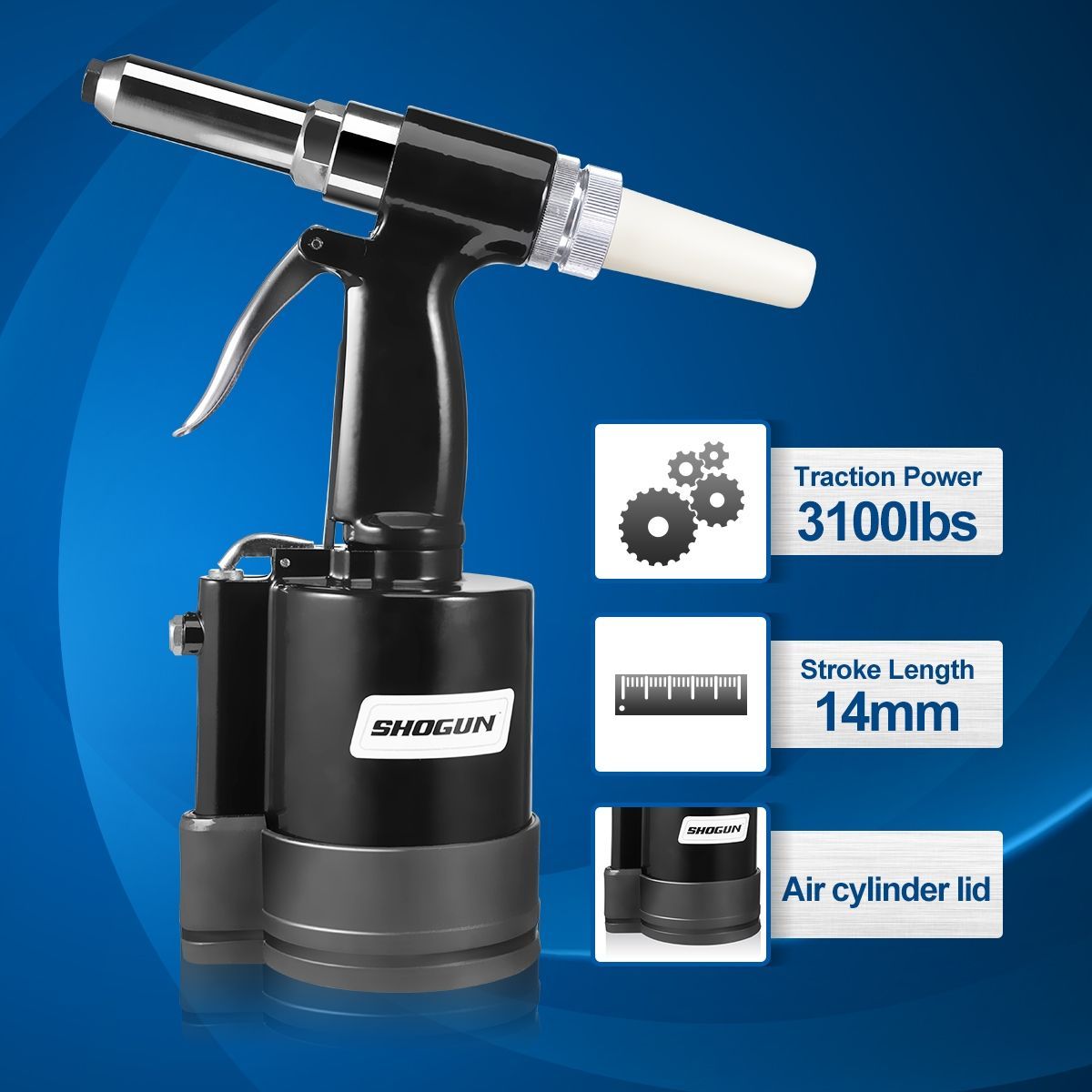 1/4" Industrial Air Hydraulic Pop Rivet Gun Pneumatic Riveter