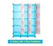 Kids DIY 12 Cubes Storage W/ 3 Shoes Rack Bedroom Cabinet Closet Origanizer-Blue