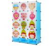 Kids DIY 12 Cubes Storage W/ 3 Shoes Rack Bedroom Cabinet Closet Origanizer-Blue