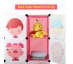 Kids DIY 12 Cubes Storage W/ 3 Shoes Rack Bedroom Cabinet Closet Origanizer-Pink