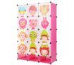 Kids DIY 12 Cubes Storage W/ 3 Shoes Rack Bedroom Cabinet Closet Origanizer-Pink