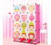 Kids DIY 12 Cubes Storage W/ 3 Shoes Rack Bedroom Cabinet Closet Origanizer-Pink