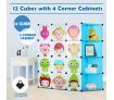 Tupper Cabinet 12 Cubes Kids DIY Storage W/ Corner Cabinet Toys Book shelf - Blue