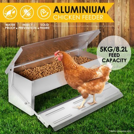 Auto Chicken Feeder Poultry Chook DIY Automatic Treadle Rat Proof Aluminium