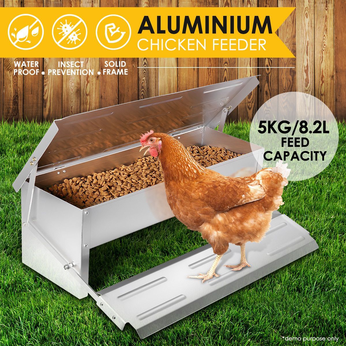 Auto Chicken Feeder Poultry Chook DIY Automatic Treadle Rat Proof Aluminium