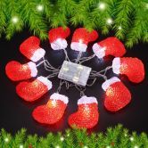 10 LED Home Christmas Stocking Party Light Decor Red