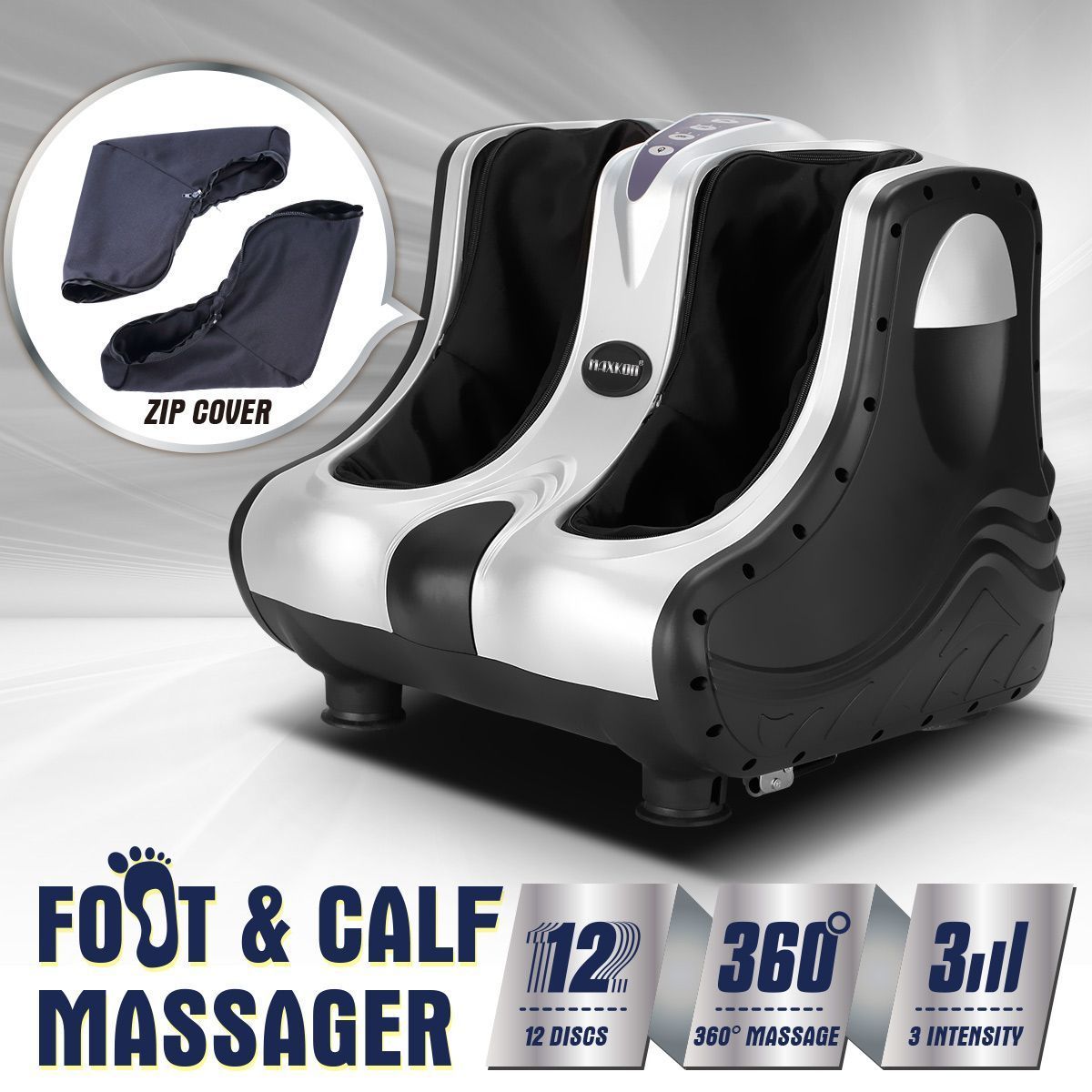 3D Shiatsu Foot Ankle Calf Massager Silver - 4 Motors