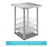 Kitchen Food Prep Table Cater Work Bench Stainless Steel W/Adjustable Feet 610mmx610mm