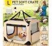 Large Dog Crate Pet Carrier Cat Travel Foldable Kennel Soft Portable Cage Beige