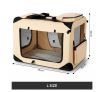 Large Dog Crate Pet Carrier Cat Travel Foldable Kennel Soft Portable Cage Beige