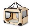Large Dog Crate Pet Carrier Cat Travel Foldable Kennel Soft Portable Cage Beige