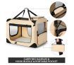 Dog Crate Pet Cat Carrier Foldable Travel Kennel Soft Portable Cage XXL Beige