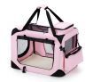 Dog Crate Pet Carrier Soft Foldable Cat Travel Cage Portable Kennel Medium Pink