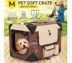 Dog Crate Soft Cat Carrier Portable Pet Travel Cage Foldable Kennel Medium Brown