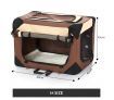 Dog Crate Soft Cat Carrier Portable Pet Travel Cage Foldable Kennel Medium Brown