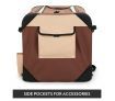 Dog Crate Soft Cat Carrier Portable Pet Travel Cage Foldable Kennel Medium Brown