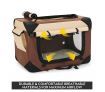 Dog Crate Soft Cat Carrier Portable Pet Travel Cage Foldable Kennel Medium Brown