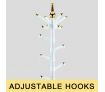 14 Hooks Tree Style Metal Coat Rack for Hats, Bags, Clothes - White