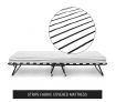 Portable Folding Camping Bed with Stripe Mattress Indoor/Outdoor -Single