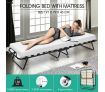 Portable Folding Camping Bed with White Mattress Indoor/Outdoor -Single