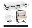 Portable Folding Camping Bed with White Mattress Indoor/Outdoor -Single
