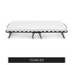 Portable Folding Camping Bed with White Mattress Indoor/Outdoor -Single