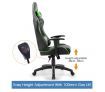 Black and Green Height Adjustable PU Leather Computer Office Chair with Armrest