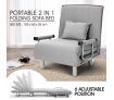 Portable Folding Rollaway Bed/Chair with Mattress-Single-Grey